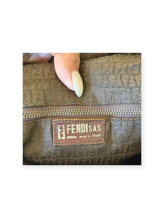 Vintage Fendi Woven Brown Leather Satchel | Top Handle Bag - Picture 6 of 7